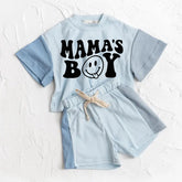 Mama’s Boy Baby and Kids cotton color block t-shirt & shorts outfit Hippo Boutique