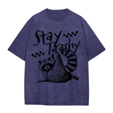 Oversized Acid Washed Raccoon T-Shirt Hippo Boutique