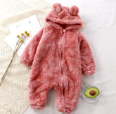 Furry Teddy Bear Baby Snowsuit One Piece Hippo Boutique