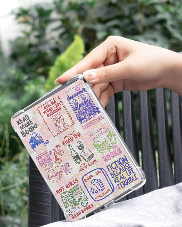 Kindle Insert - Green Checkered Hand Drawn Bookish Hippo Boutique