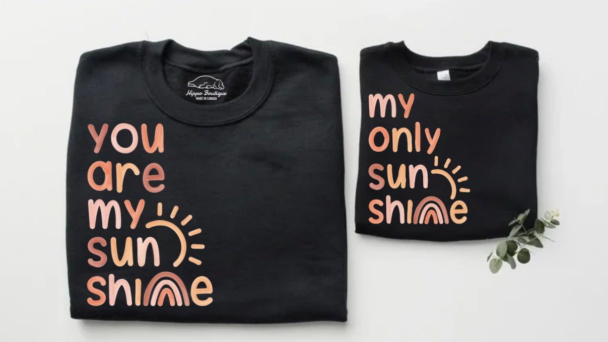Mama & Mini Matching Sweatshirts - You are my sunshine Hippo Boutique