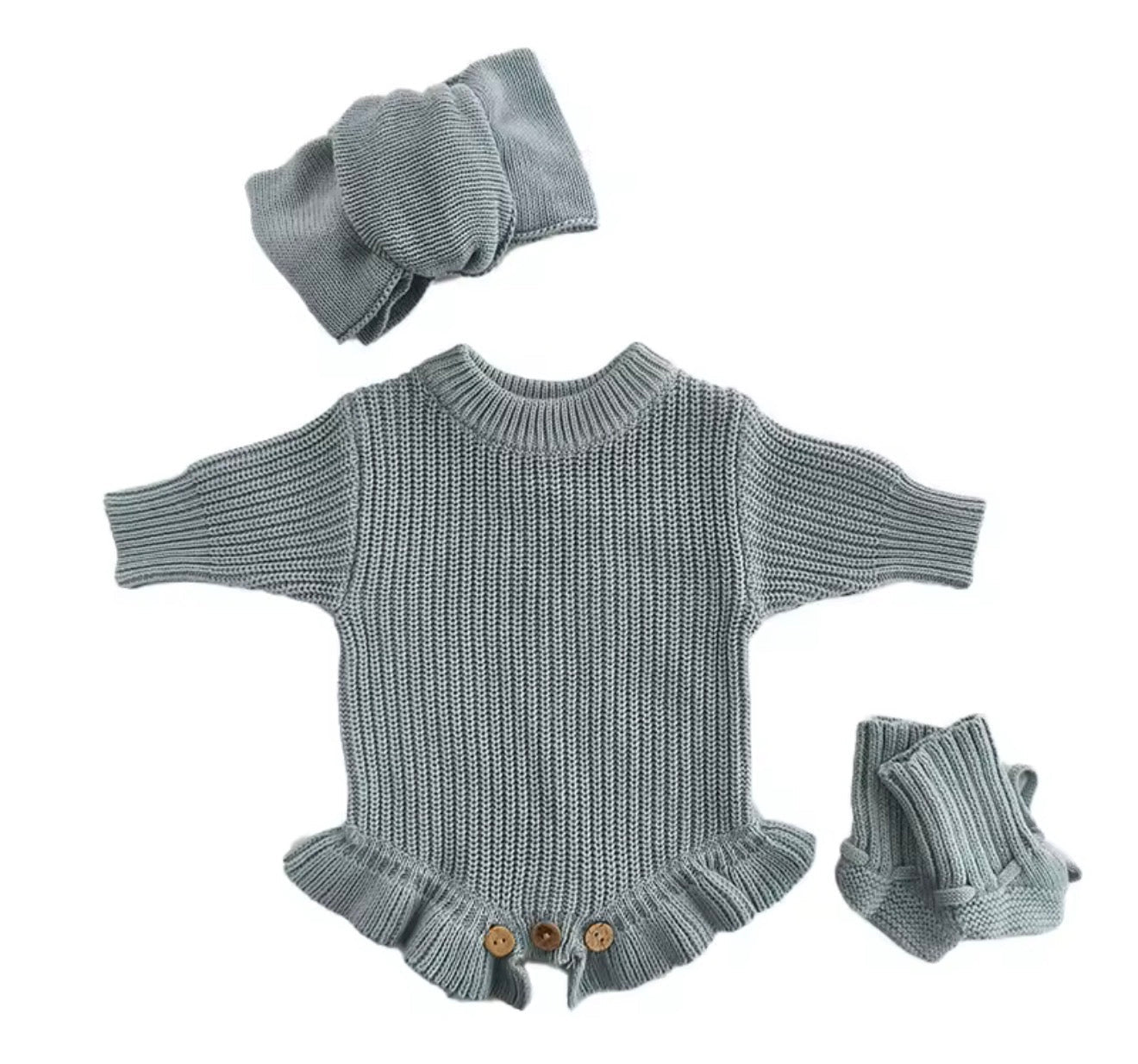Personalized Baby Knit Romper Set Custom Name Embroidered Hippo Boutique