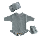 Personalized Baby Knit Romper Set Custom Name Embroidered Hippo Boutique