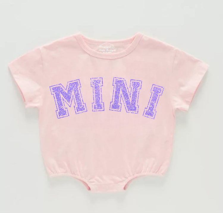 Glitter Mini Baby t-shirt Bubble Romper Hippo Boutique