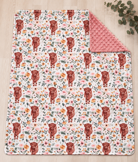 Highland Cow Minky Baby Blanket Hippo Boutique