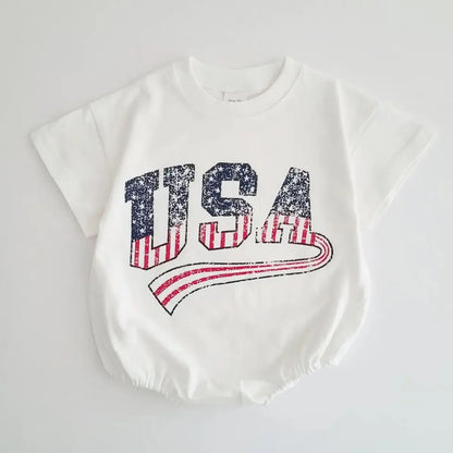 USA Baby t-shirt bubble romper bodysuit Hippo Boutique