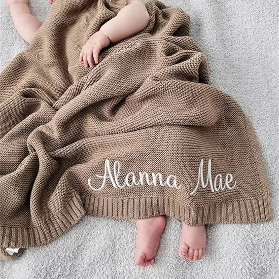 Personalized Embroidered Baby Blanket with Name Hippo Boutique