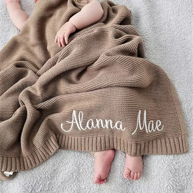 Personalized Embroidered Baby Blanket with Name Hippo Boutique