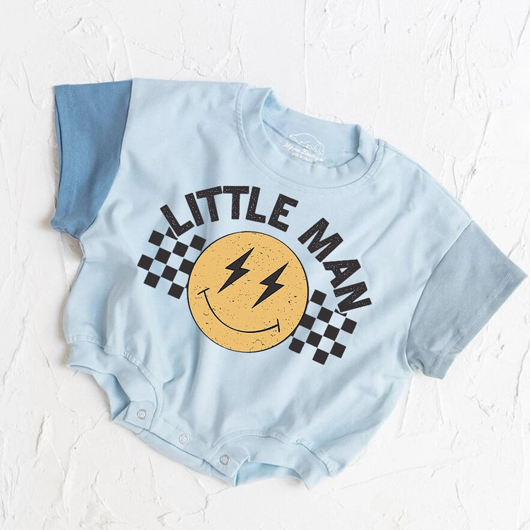 Little Man baby boy Color Block T-Shirt Bubble Romper Hippo Boutique