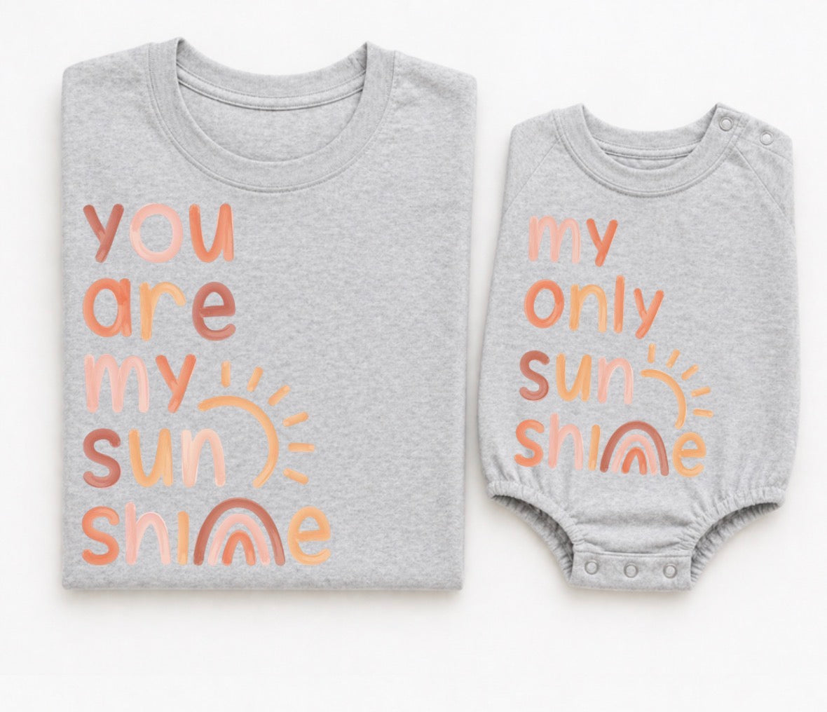Mama & Mini Matching T-Shirts & Romper - You are my sunshine Hippo Boutique