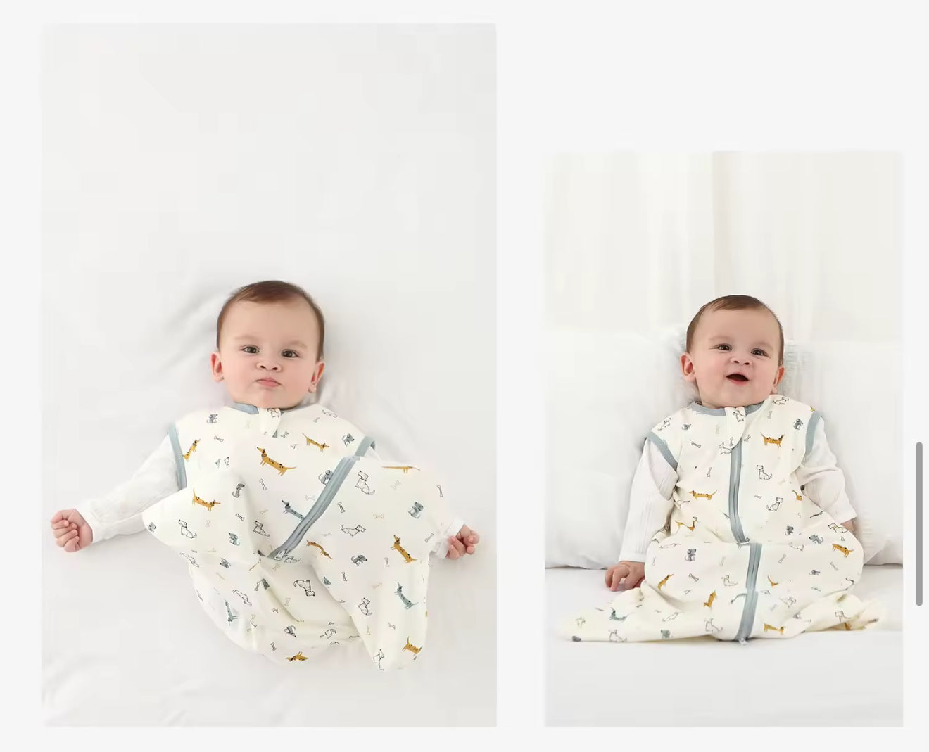 Newborn Baby 100% Organic Cotton Sleep sac - 1 Tog Hippo Boutique