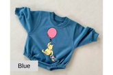 Pink Balloon Pooh baby Oversized Sweatshirt Romper Hippo Boutique