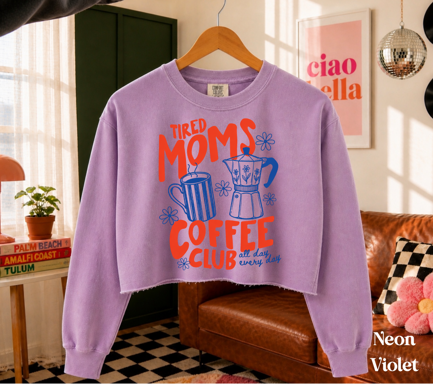 Cropped Sweatshirt - Tired Moms Coffee club Hippo Boutique
