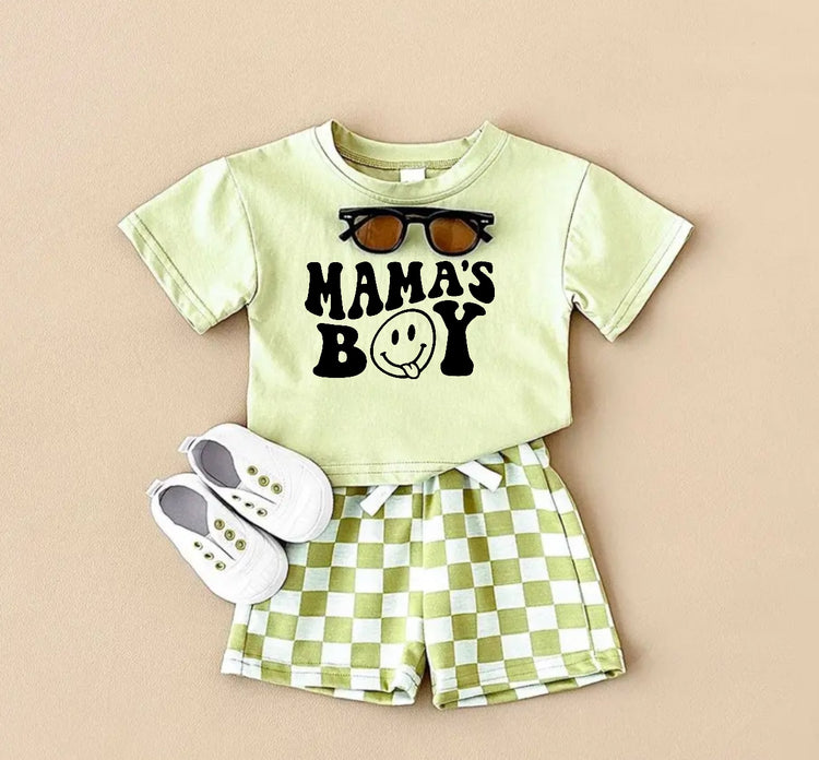 Mama’s Boy T-Shirt & Checkered Shorts Set Hippo Boutique