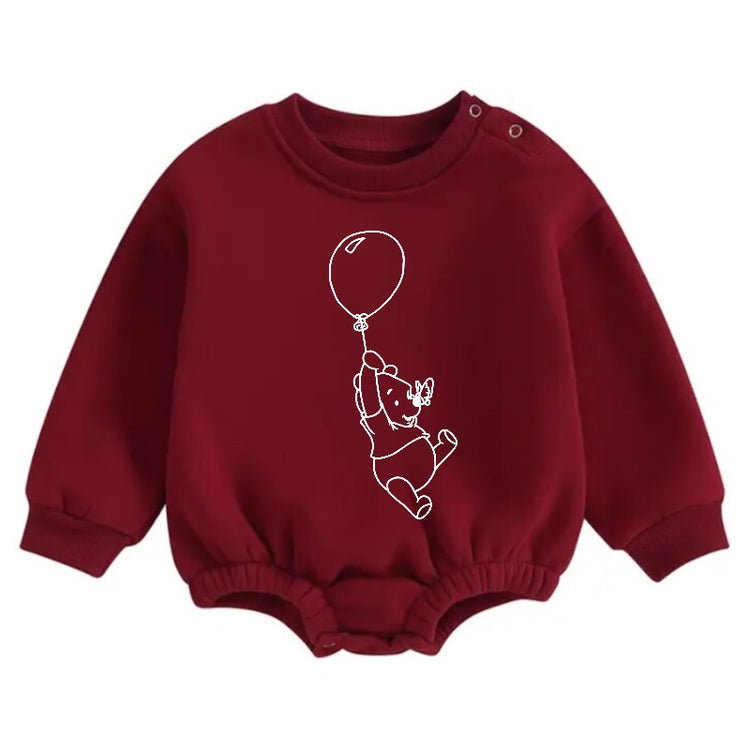 Soft warm fleece Baby Bear Balloon  Oversized Sweatshirt Romper Hippo Boutique
