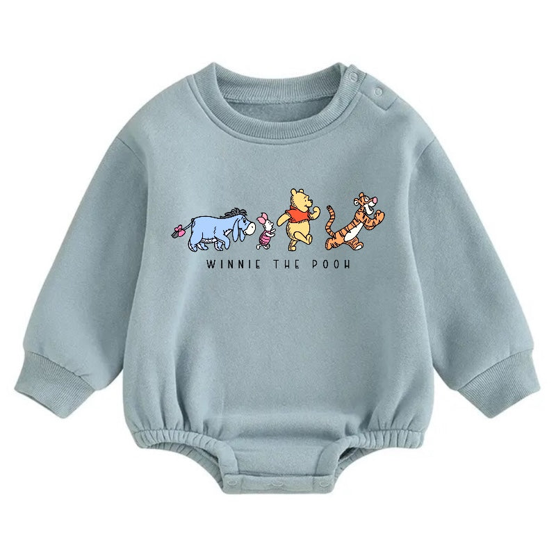 Soft warm fleece Baby pooh Oversized Sweatshirt Romper Hippo Boutique