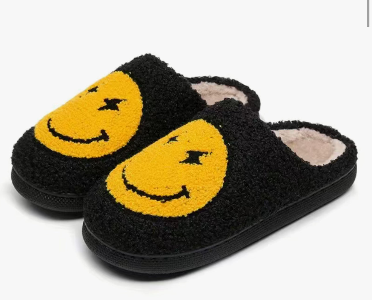 Women’s Fuzzy Smiley Slippers Hippo Boutique