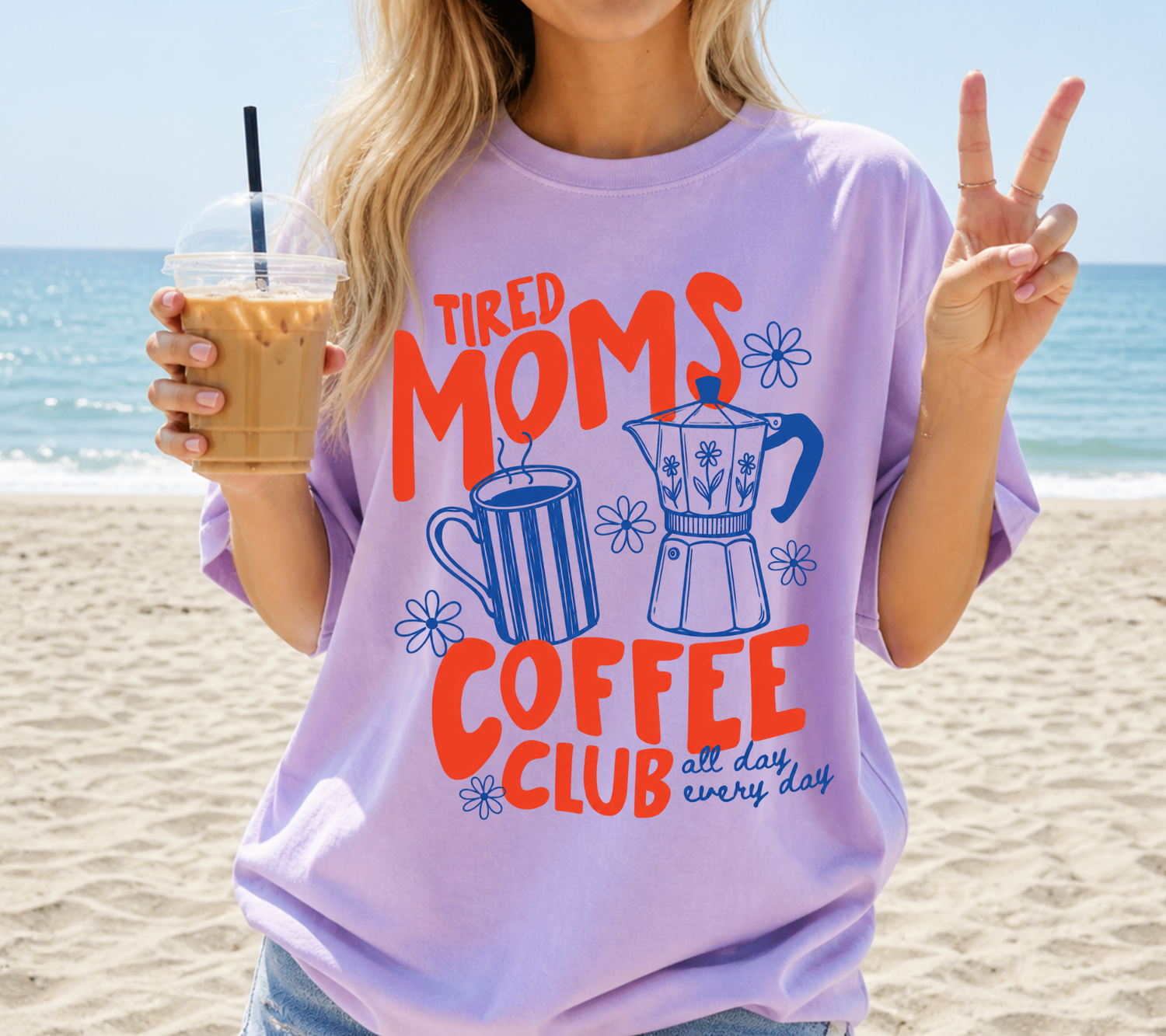 Cropped Top & T-Shirts - Tired Mom’s coffee club Hippo Boutique