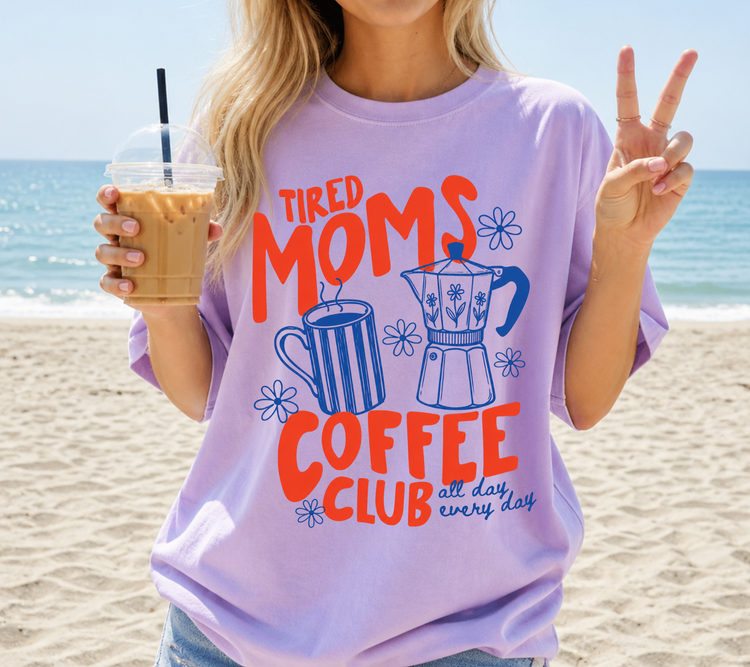 Cropped Top & T-Shirts - Tired Mom’s coffee club Hippo Boutique
