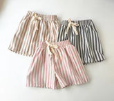 Toddler Striped Linen Cotton Shorts Hippo Boutique