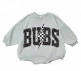 Baby Cotton Sweatshirt Romper - Bubs Lightning Hippo Boutique