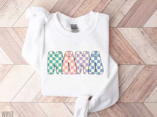 Checkered Mama Sweatshirt Hippo Boutique