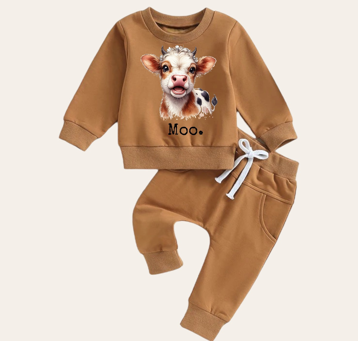 Moo Cow Baby Outfit set sweatshirt and pants Hippo Boutique