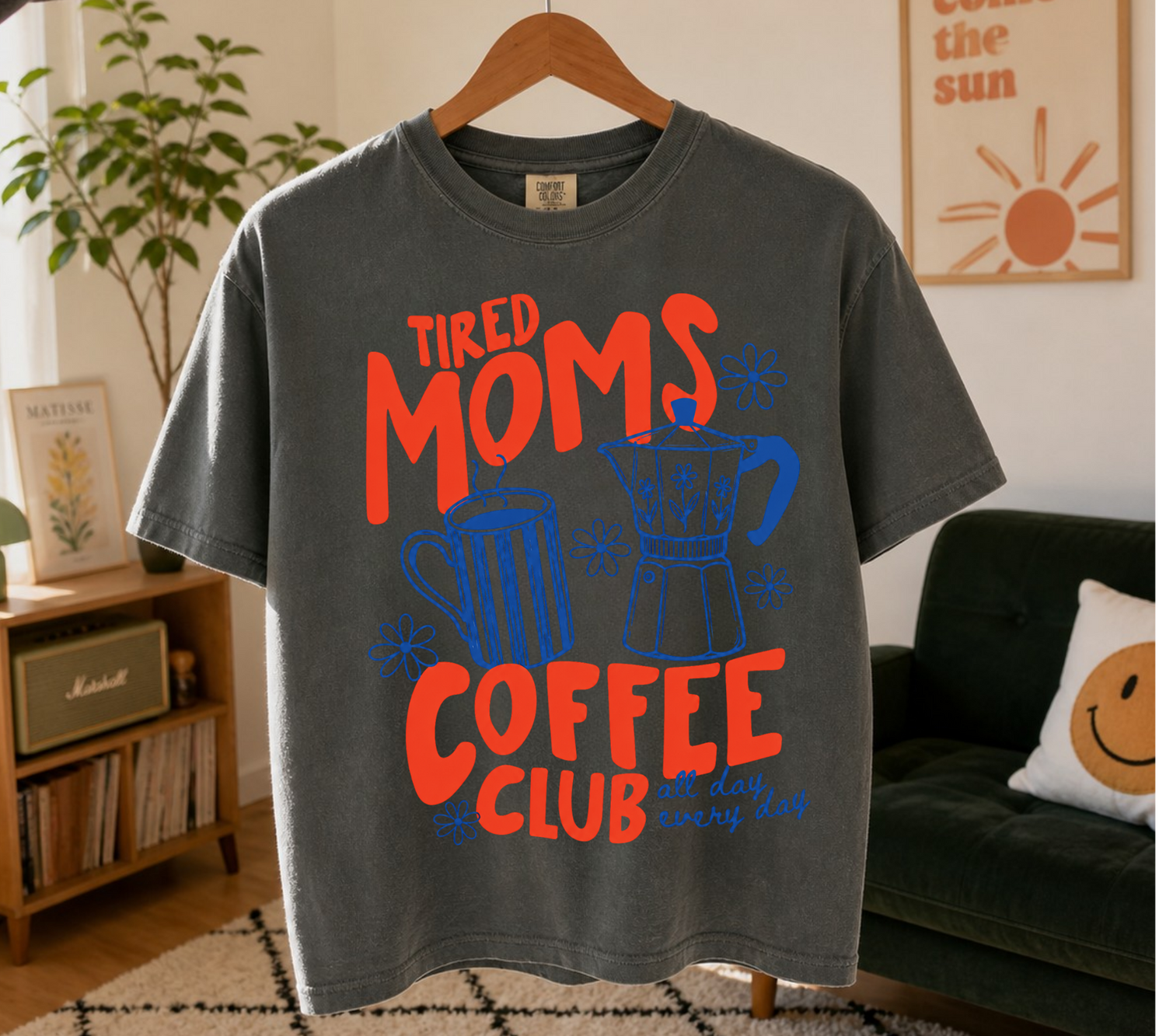 Cropped Top & T-Shirts - Tired Mom’s coffee club Hippo Boutique