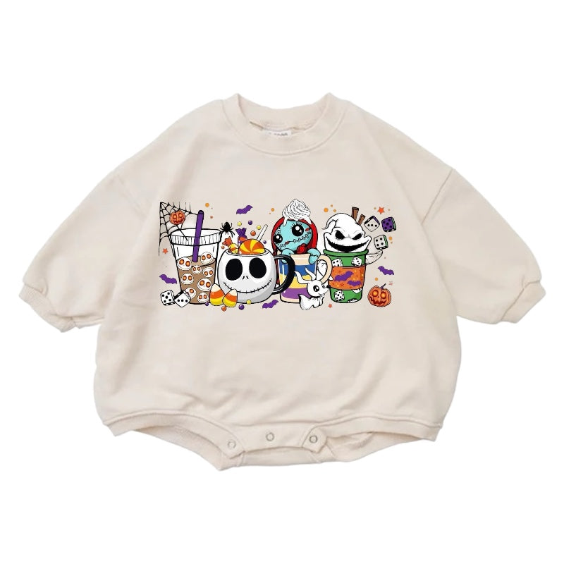 Nightmare Cotton Baby Halloween Sweatshirt Romper Hippo Boutique
