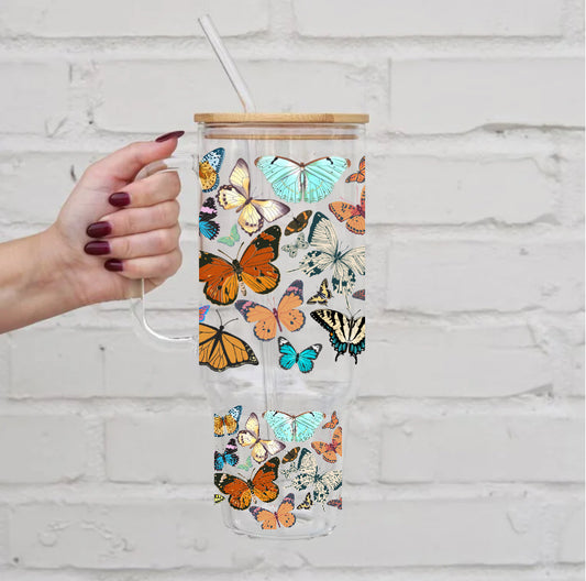 Butterfly Glass Tumbler Cup Hippo Boutique