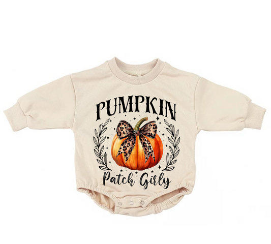 Pumpkin Patch Halloween Baby Oversized Romper French Terry Hippo Boutique