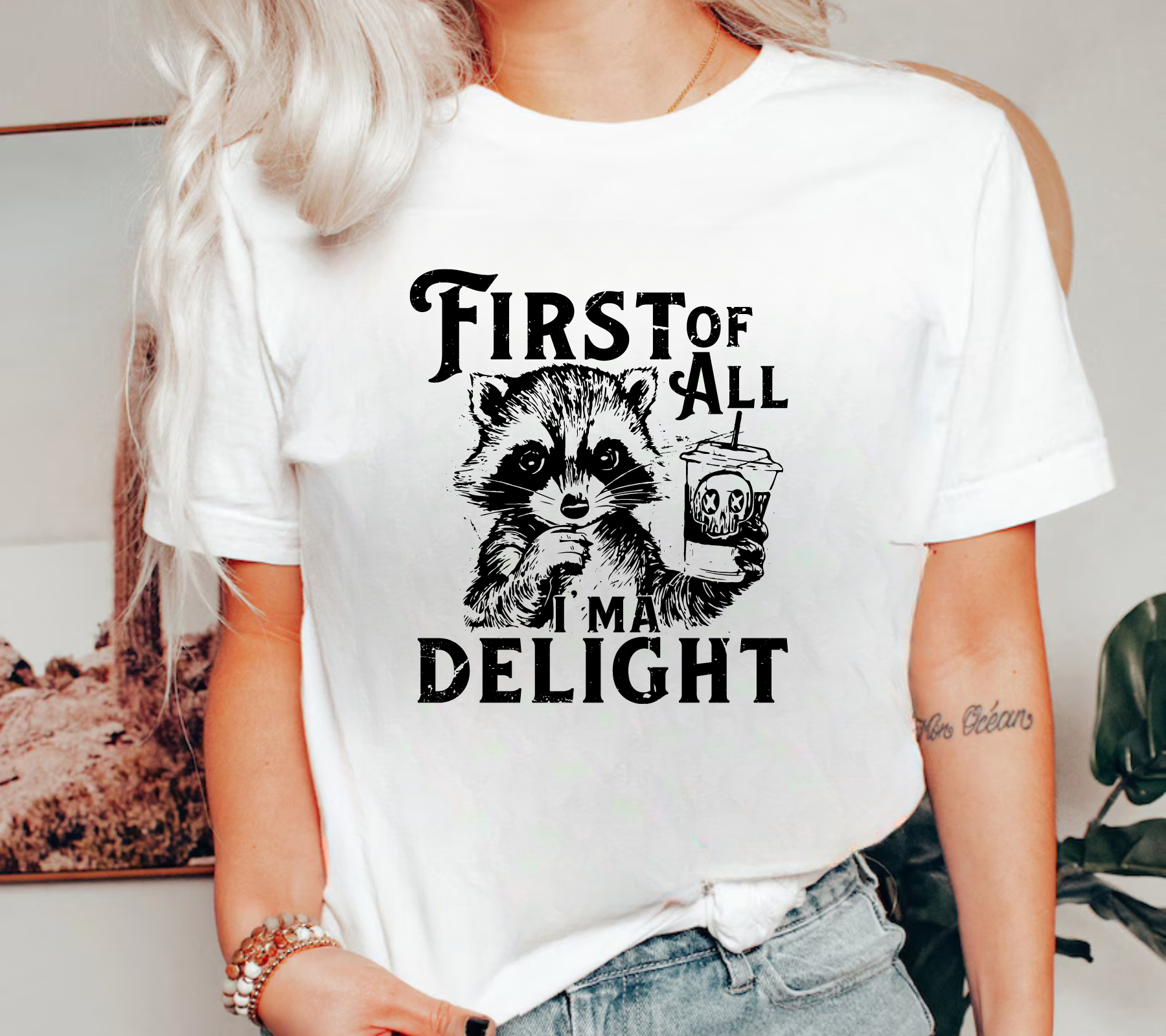 First of all I’m a Delight Raccoon T-Shirt Hippo Boutique