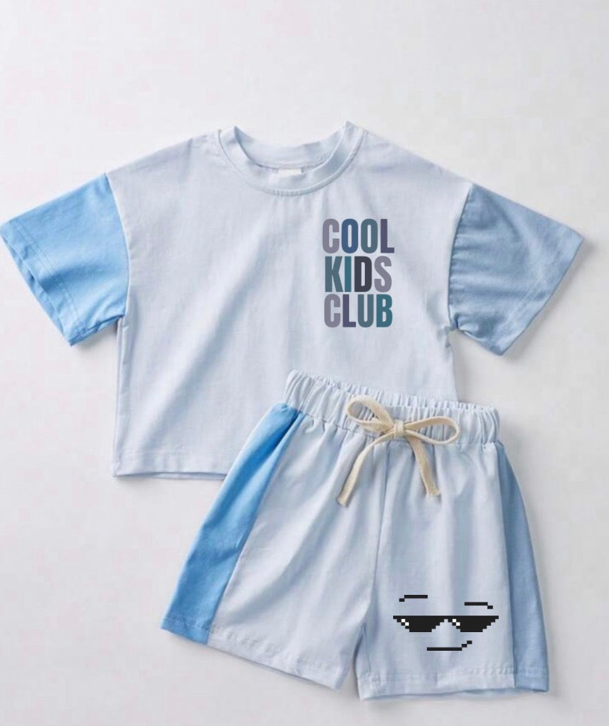 Cool Kids Club Baby and Kids cotton color block t-shirt & shorts outfit Hippo Boutique