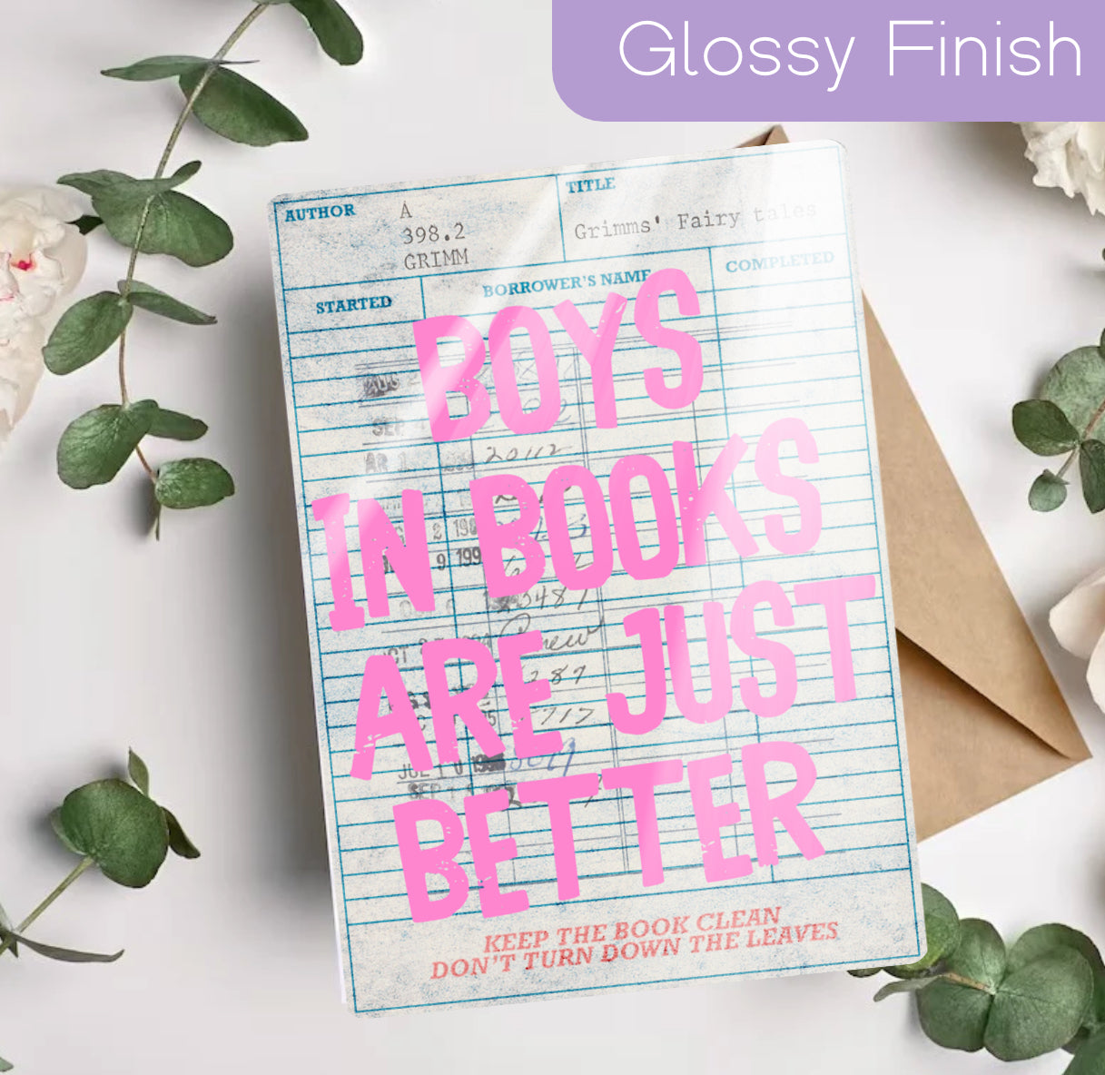 Kindle Insert - Boys in Books are Just Better Library Card Hippo Boutique