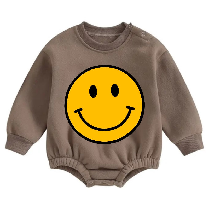 Soft warm fleece Baby Smile Oversized Sweatshirt Romper Hippo Boutique