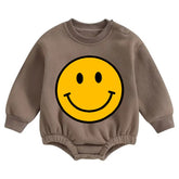 Soft warm fleece Baby Smile Oversized Sweatshirt Romper Hippo Boutique