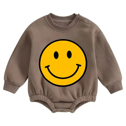 Soft warm fleece Baby Smile Oversized Sweatshirt Romper Hippo Boutique