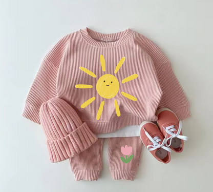 Baby Waffle Knit Jogger Outfit - Ice Cream Hippo Boutique