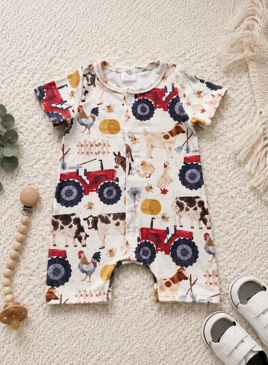 Baby Farm Tractor Rompers Hippo Boutique