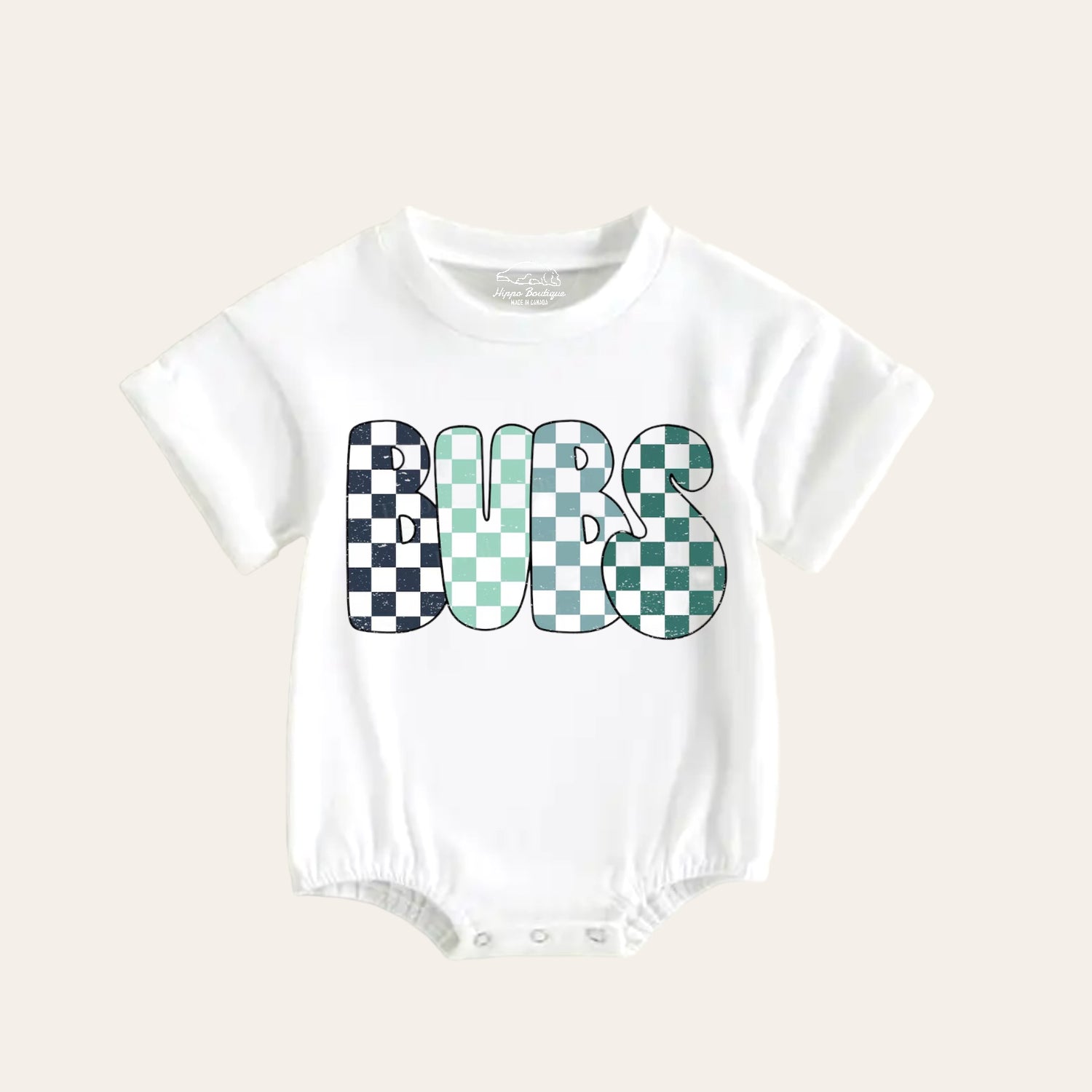 Checkered Bubs Baby & toddler Boy t-shirt bubble Romper Hippo Boutique