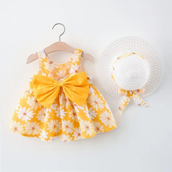 Daisy Sleeveless Baby Dress with Hat Hippo Boutique