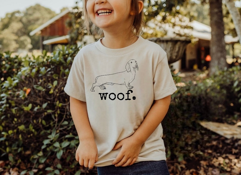 Woof Dog Baby & Toddler tshirt Hippo Boutique