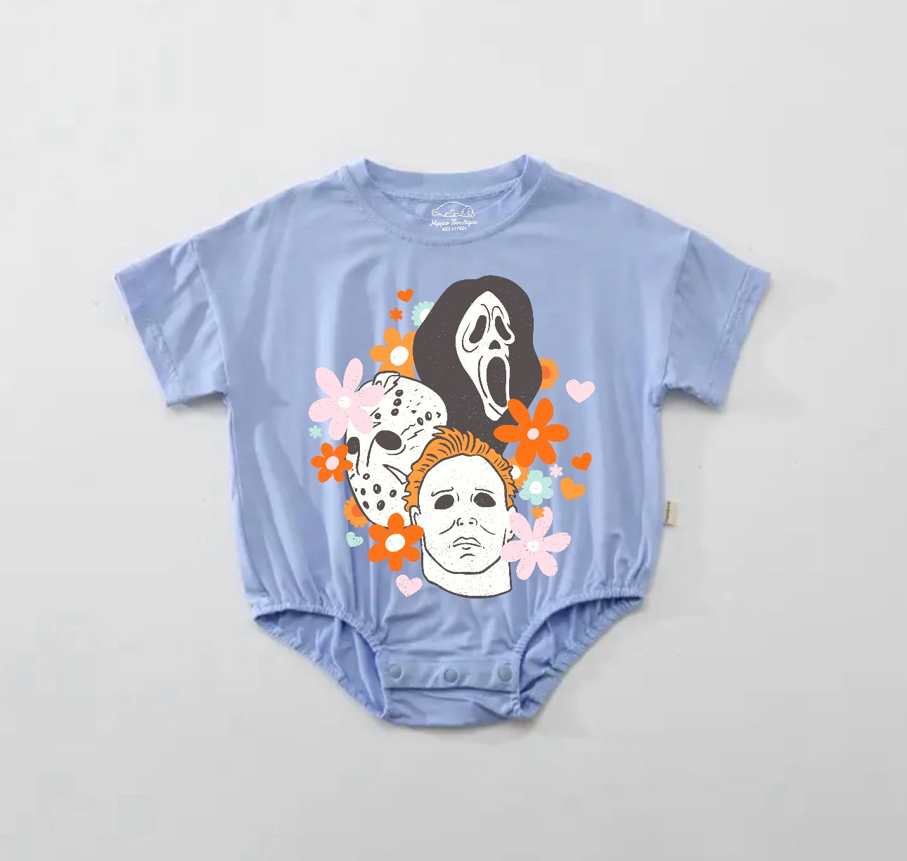 Baby Halloween t-shirt Bubble Romper - Floral Scary Movie Hippo Boutique