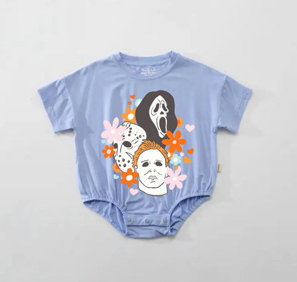 Baby Halloween t-shirt Bubble Romper - Floral Scary Movie Hippo Boutique