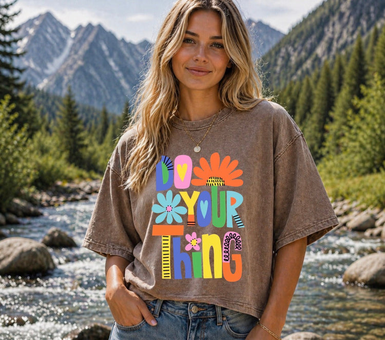 Oversized Washed Cropped T-Shirts - Do your thing Hippo Boutique