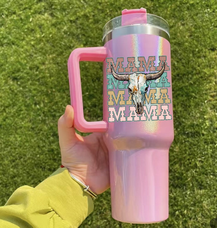Western Mama 40oz Insulated Tumbler with Handle and straw Hippo boutique