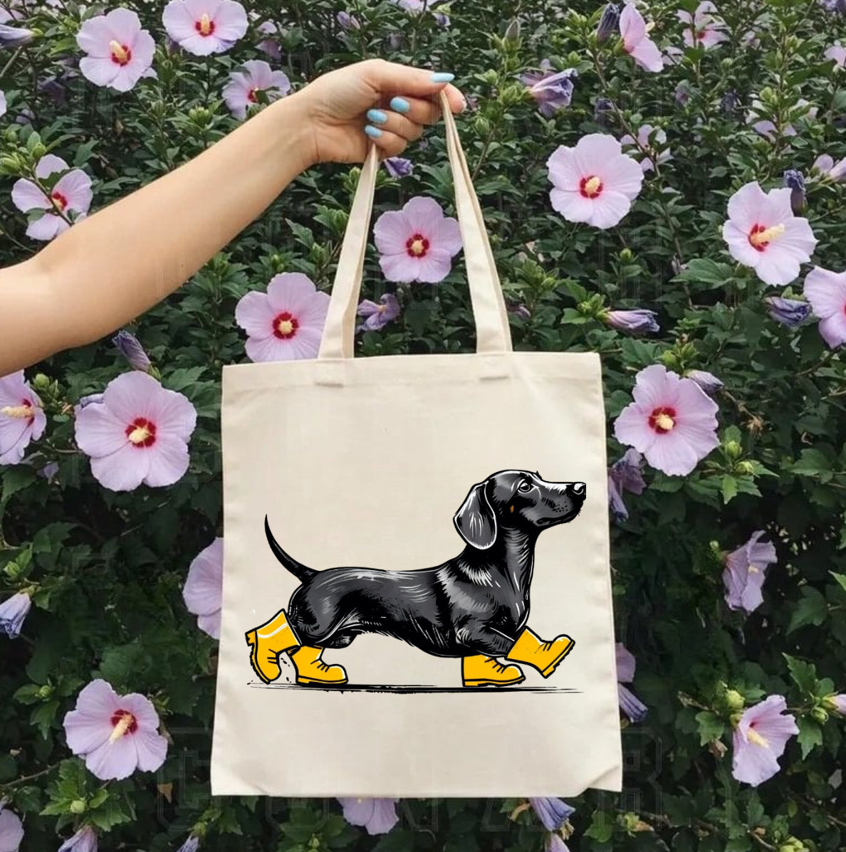 Dachshund Dog Rubber Boots Tote Shoulder Bag