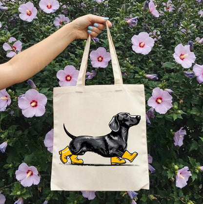 Dachshund Dog Rubber Boots Tote Shoulder Bag
