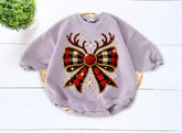 Sparkly Bow Christmas baby Oversized Sweatshirt Romper Hippo Boutique