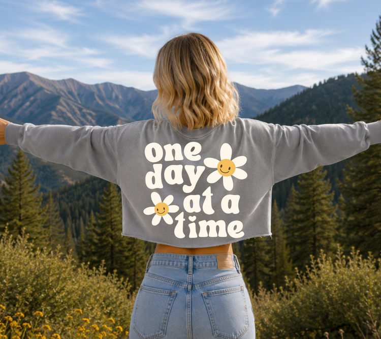 Cropped Sweatshirt - One day at a time Hippo Boutique
